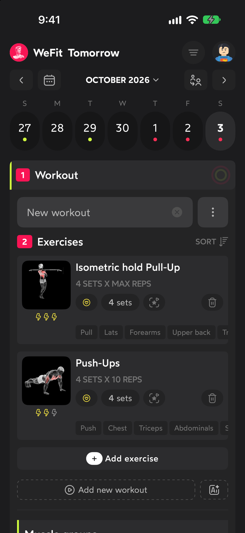 Card on Today with the Isometric pull-up in place of the Pull-up