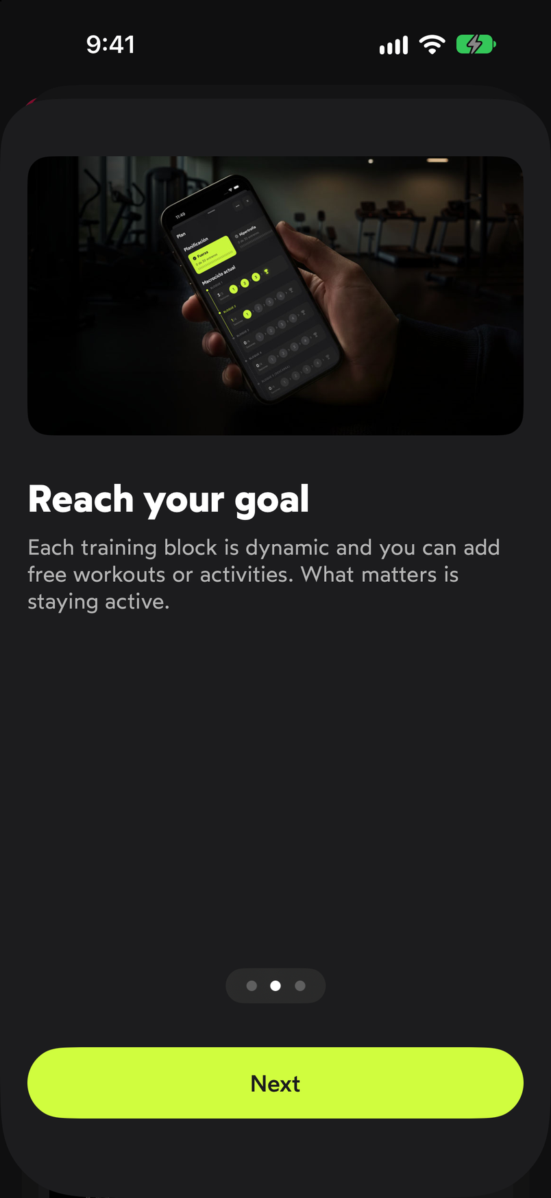 Reach your goal intro screen