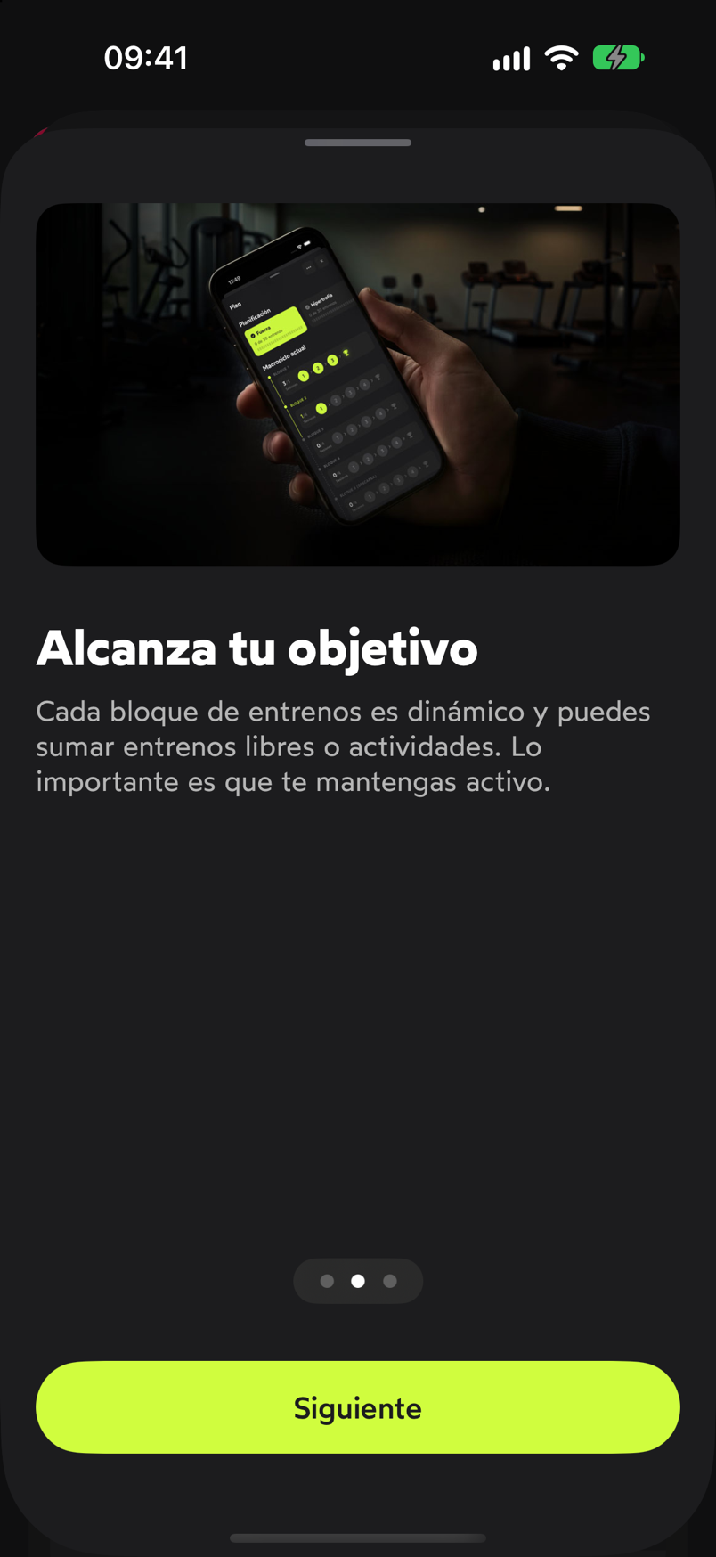 Pantalla de introducción Alcanza tu objetivo