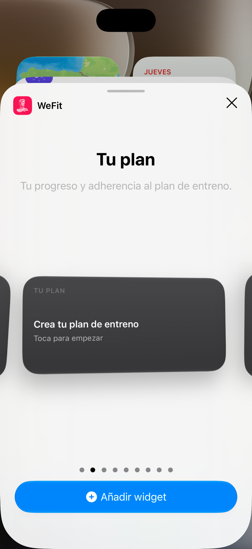 Galería de widgets: Tu plan en tamaño medio