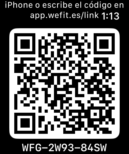 The QR code and, below it, the text code to enter by hand