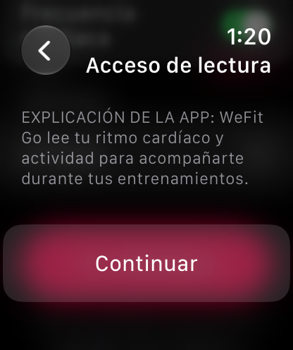 End of the read access page with the Continuar button