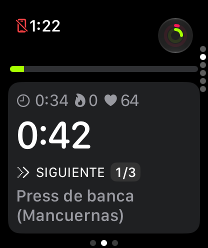 Player rest screen with the countdown and the next set