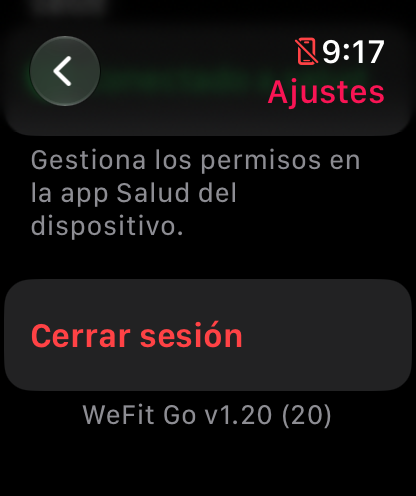 Sección Salud de Ajustes con el texto sobre gestionar los permisos en la app Salud del dispositivo