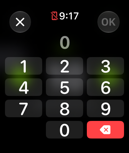Set editor numeric keypad with the buttons 0 to 9, delete and OK
